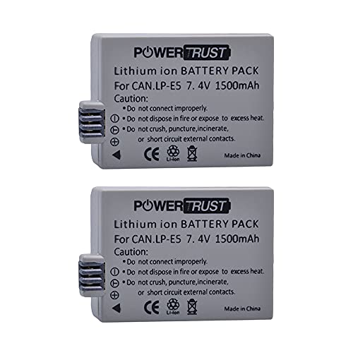 PowerTrust 1500mAh LP-E5 LPE5 LP E5 Akku für Canon EOS 1000D, EOS 500D, EOS 450D, Kiss X3, Kiss X2, Kiss F, Rebel T1i, Rebel XS, Rebel XSi Kamera von PowerTrust