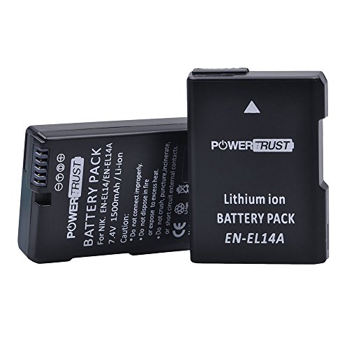 PowerTrust 2pcs EN-EL14 EN-EL14A Akku für Nikon D3500 D3400 D3300 D3200 D3100 D5500 D5200 D5200 D5100 D5100 Coolpix P8000 P7800 P7700 P7100 P7000 Df von PowerTrust