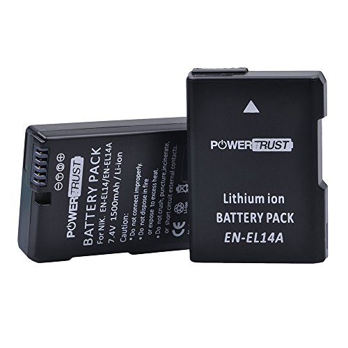 PowerTrust 2 EN-EL14 EN-EL14A Akku für Nikon D3500 D3400 D3300 D3200 D3100 D5500 D5200 D5200 D5100 D5100 Coolpix P8000 P7800 P7700 P7100 P7000 Df von PowerTrust