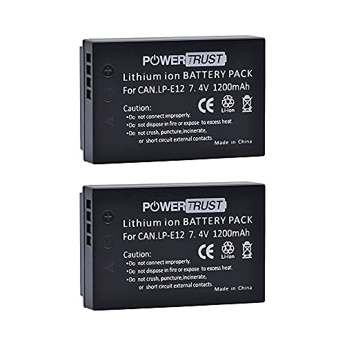 PowerTrust 2 Stück 1200mAh LP-E12 Akku für Canon EOS M50 Mark II, M50, EOS M, M2, M10, M100, M200, Rebel SL1, 100D, Kiss X7, PowerShot SX70 HS von PowerTrust