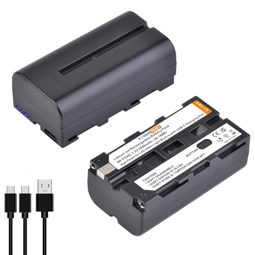 PowerTrust 2Pcs 2800mAh NP-F550 USB-C Akku für Sony NP F550 F570 F750 F770 F950 F960 F970 Batterien oder LED-Videolicht, Kamera-Videomonitor von PowerTrust