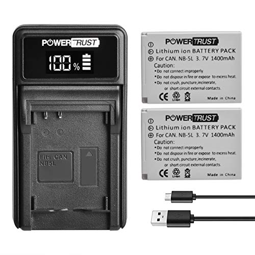 PowerTrust 2Pcs NB-5L Akku und LED USB Ladegerät für Canon PowerShot S110 SX200 SX210 SX220 SX230 is HS IXUS 850 870 800 860 PowerTrust 2Pcs NB-5L Akku und LED USB Ladegerät für Canon PowerShot S110 SX200 SX210 SX220 SX230 is HS IXUS 850 870 800 860 von PowerTrust