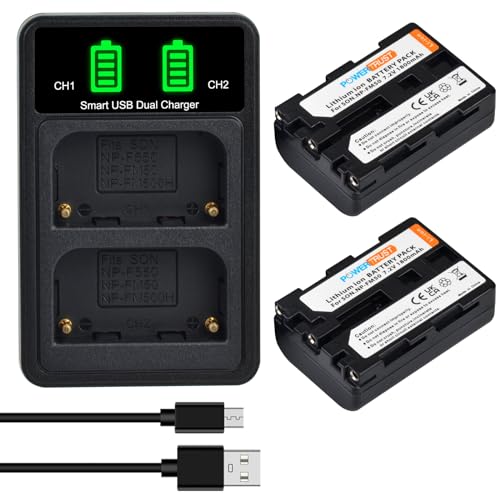 PowerTrust 2Pcs NP-FM50 NP-FM30 Akku und Ladegerät für Sony Cyber-Shot DSC-F707, DSC-F717, DSC-F828, DSC-D700, DSC-FX77, DSC-S70, DSC-S75, DSC-S85 von PowerTrust