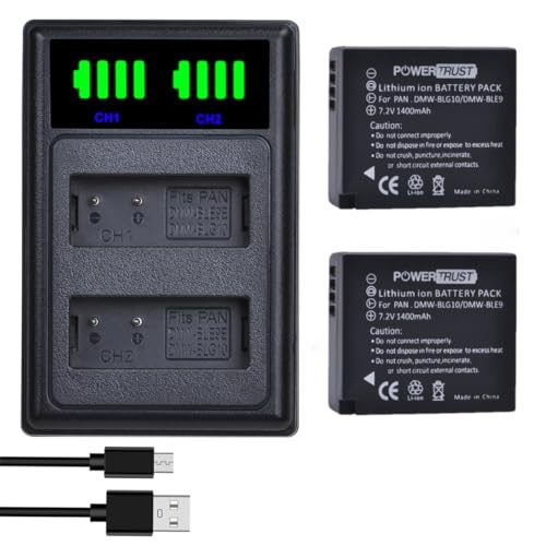 PowerTrust 2X DMW-BLG10 DMW-BLE9 DMW-BLG10E Akku und LED-Doppelladegerät für Panasonic DMW BLG10 Lumix DMC-ZS60, DMC-ZS100, DMC-LX100, DMC-GF3, DMC-GF5, DMC-GF6, DMC-GX7, DMC -GX85 PowerTrust 2X DMW-BLG10 DMW-BLE9 DMW-BLG10E Akku und LED-Doppelladegerät für Panasonic DMW BLG10 Lumix DMC-ZS60, DMC-ZS100, DMC-LX100, DMC-GF3, DMC-GF5, DMC-GF6, DMC-GX7, DMC -GX85 von PowerTrust