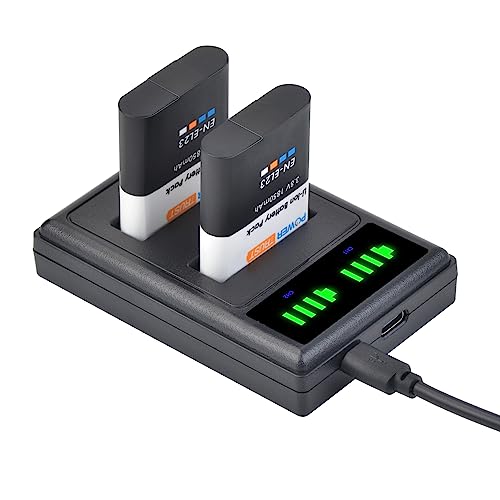 PowerTrust EN-EL23 Akku und Ladegerät für Nikon Coolpix B700, P600, P610, P610s, P900, P900s, S810c, 1850 mAh, 2 Stück von PowerTrust