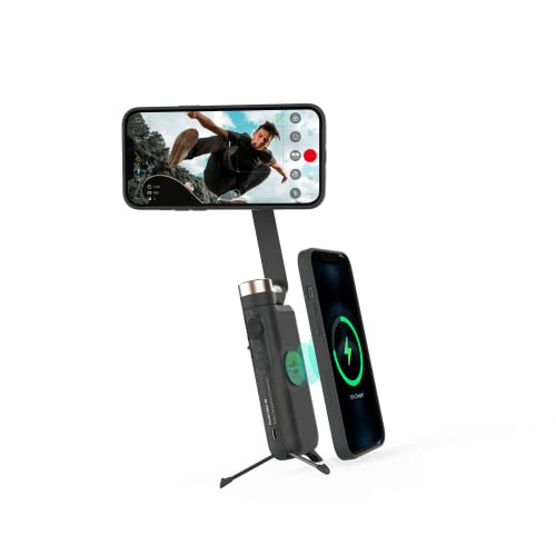 PowerVision S1, Gimbal Smartphone,3-Achsen-Telefonstabilisator mit eingebautes Stativ, kabelloser Powerbank und AI Tracking von Gesichtern, für Vlogging oder TikTok (Explorer Kit, Schwarz) von PowerVision