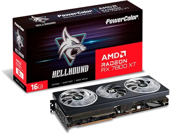 Powercolor Radeon RX 7800XT Hellhound 16GB Grafikkarte - 16GB GDDR6, 1x HDMI, 3x DP von Powercolor