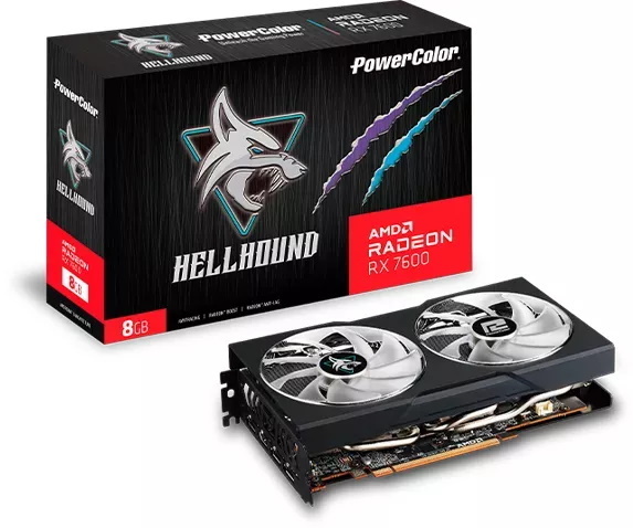 Powercolor Radeon RX 7600 Hellhound Grafikkarte - 8GB GDDR6, 1x HDMI, 3x DP von Powercolor