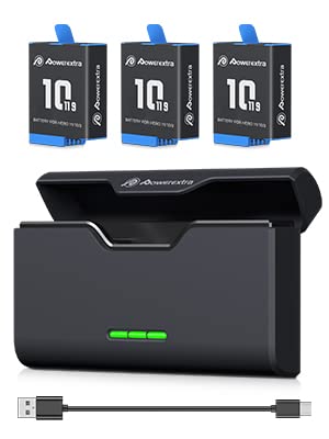 3 Ersatzakkus für GoPro Hero 11 10 9 Black und Schnellladegerät - 3er-Pack 2250mAh-Akkus und 3-Fach-USB-Ladegerät, kompatibel mit Original GoPro 9/10/11 von Powerextra