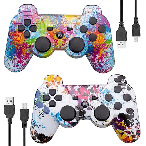PS-3 Ersatz Controller 2er Pack Wireless Bluetooth PS-3 Hochleistungs Wireless-Double-Shock-Controller für Play-Station 3-Spielekonsole für Double-Shock-Game-Konsole mit Ladekabel PS-3 Ersatz Controller 2er Pack Wireless Bluetooth PS-3 Hochleistungs Wireless-Double-Shock-Controller für Play-Station 3-Spielekonsole für Double-Shock-Game-Konsole mit Ladekabel von Powerextra