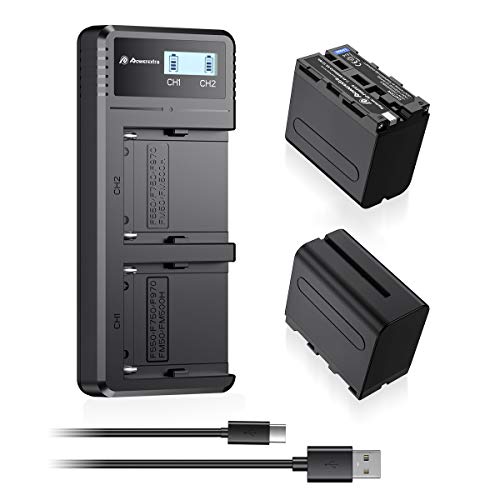 Powerextra 2 Ersatzakkus für NP-F970 und LCD Dual Schnellladegerät - Kompatibel mit CCD-TR Series, CCD-TRV Series, DCR-TR Series, DCS-CD, MVC-FD Series und mehr von Powerextra