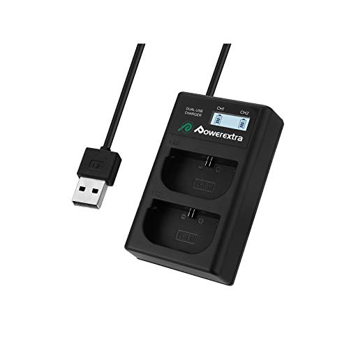 Powerextra LCD Dual Ladegerät für Akku LP-E6 zu XC10 XC15 EOS 80D 70D 60D 60Da 6D 7D 7D Mark II 5DS 5D R 5D Mark II III usw von Powerextra