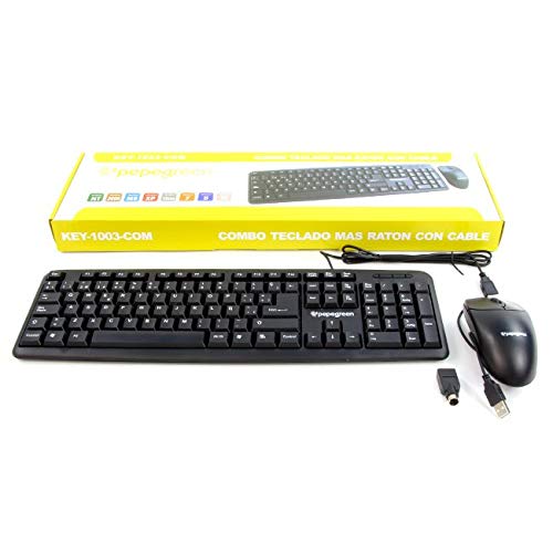Powergreen KEY-1003-COM Combo Tastatur Mas Maus mit Kabel, Mehrfarbig von Powergreen
