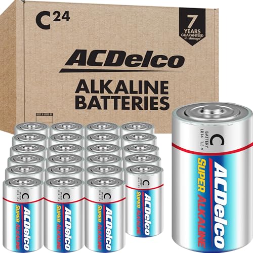 ACDelco 24 Size C Alkaline Batterien Super Alkaline Akku mit 7 Jahren Lebensdauer wiederverschließbare Verpackung, 24 Count von Powermax