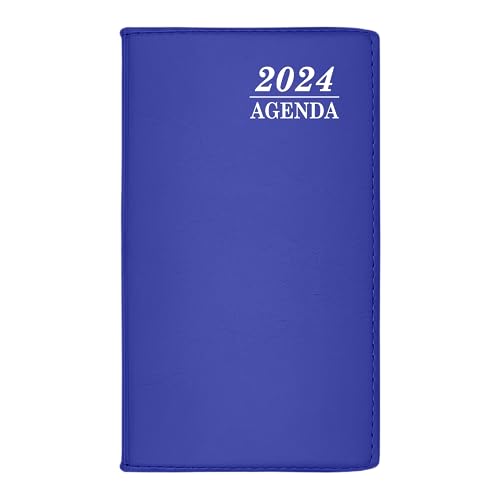 Tagebuch 2024 - Wochenplaner 2024 Pocket Format 10 x 18 cm - Softcover Kunstleder - Vertikaler Taschenkalender mit Kalender, Planer, Maßkonverter (2024 Blau) von Powersell srls