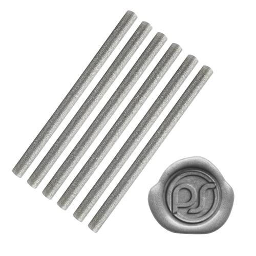 6 Stück Siegelwachsstäbchen 18 cm Glitzer aus ungiftigem Silikon für Heißklebepistole, für Siegelwachsstempel für Hochzeitseinladungen, Liebesumschläge (11 mm, Silber) von Powersell
