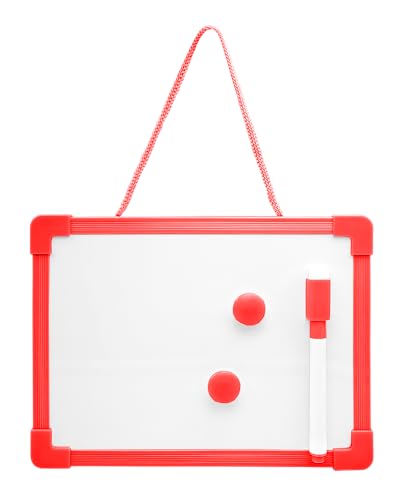 Mini Whiteboard, magnetisch, löschbar, mit schwarzem Marker, Radierer und 2 Magneten – 15 x 20 cm, mehrfarbig – für Kinder, Zeichnung, Schule, Haus, Büro, Kinderzimmer, Studio (rot) von Powersell