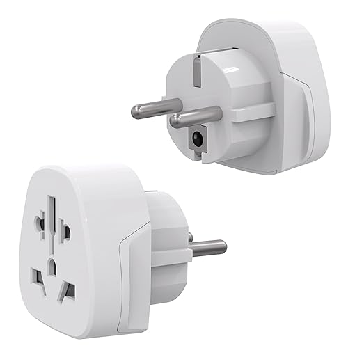 (2er Pack) Powersky Universal Adapter auf Deutschland Stecker Schutzkontaktbuchsen （z. B. USA China UK Schweiz Kanada Mexiko Thailand Jamaika Brasilien usw）Reisestecker Reiseadapter Steckdosenadapter von Powersky