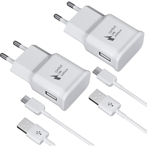(2er Pack) USB Ladegerät mit 1,5m Ladekabel USB C Schnellladekabel Für Samsung Galaxy A16 A15 A14 A05s A04s A55 A54 A53 A52s A42 A35 A34 A33 S8 S8+ S9 Plus S10 S10e, M53 M33 M23 Schnellladegerät USB C von Powersky