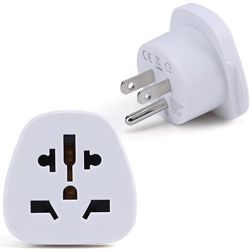 (2er Pack) Universal Adapter auf USA Stecker Schutzkontaktbuchsen （z. B. Australien China UK Deutschland Kanada Mexiko Thailand Jamaika Brasilien usw） Reisestecker Reiseadapter Steckdosenadapter von Powersky