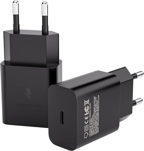 2er Pack Powersky USB C Ladegerät Netzteil für Samsung Phone Galaxy S21, S20, S10, S9, S8, S7 Edge/Plus/Active, Note 20,10, 9, 8, 7, A54, A53, A33, A23 Serie A, Type C Netzstecker Schnellladegerät von Powersky