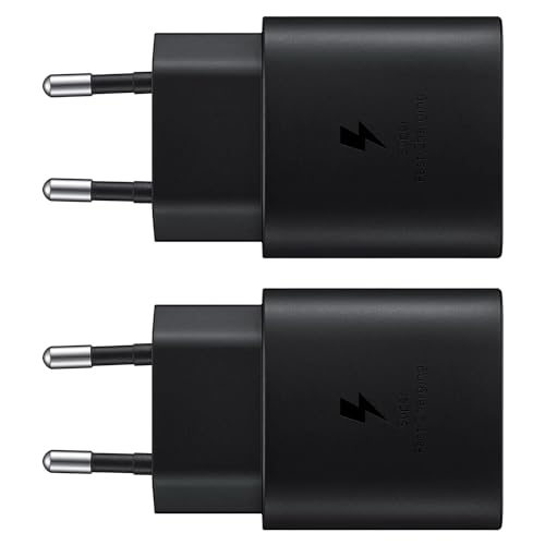 Powersky (2er Pack) 25W Netzteil USB C Schnellladegerät für Samsung Galaxy S24/ S23/ S22/ S22 Plus/ S21/ S21 Ultra/ S20 Plus/Z Fold 5/4 5G/ Z Flip5/ Note20/ A54 A53 5G, Tablet Ladegerät USB C Schwarz von Powersky