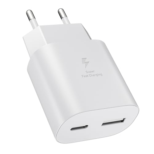 USB C Ladegerät, 25W 2Port USB C Schnellladen Charger mit USB-C und USB-A für iPhone 16 16e 16 Pro 15 14 Pro Max 13 12 11 SE 2020 XS XR Samsung S25 S24 S23 A56 A55 A16 A15 Schnellladegerät Netzteil von Powersky