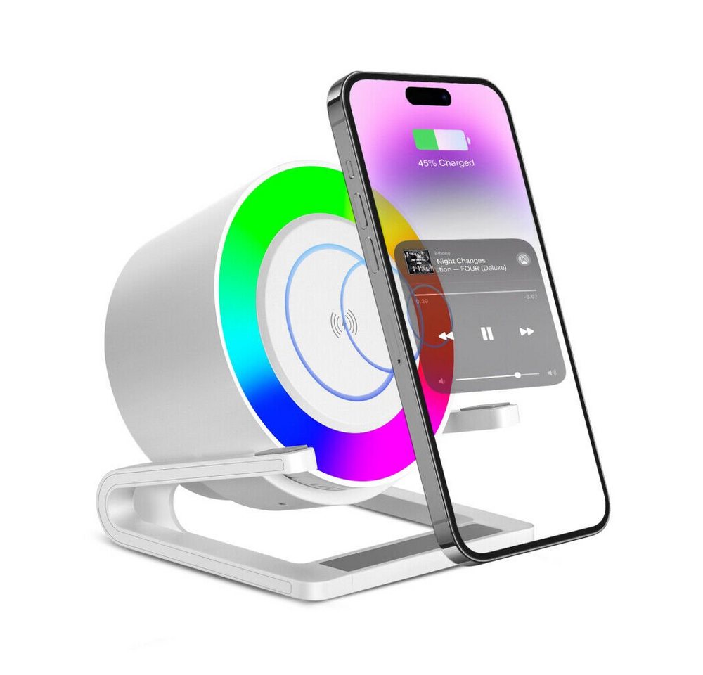 Powerwill Bluetooth Lautsprecher mit Nachtlicht Touch Dimmbar Wireless Charger Stereo Bluetooth-Lautsprecher (HiFi Klangqualität, induktive Ladestation, dimmbares LED-Nachtlicht, Nachttischlampe mit Gibt 5 Lichtmodi, Geschenke für Kinder, Frauen) von Powerwill