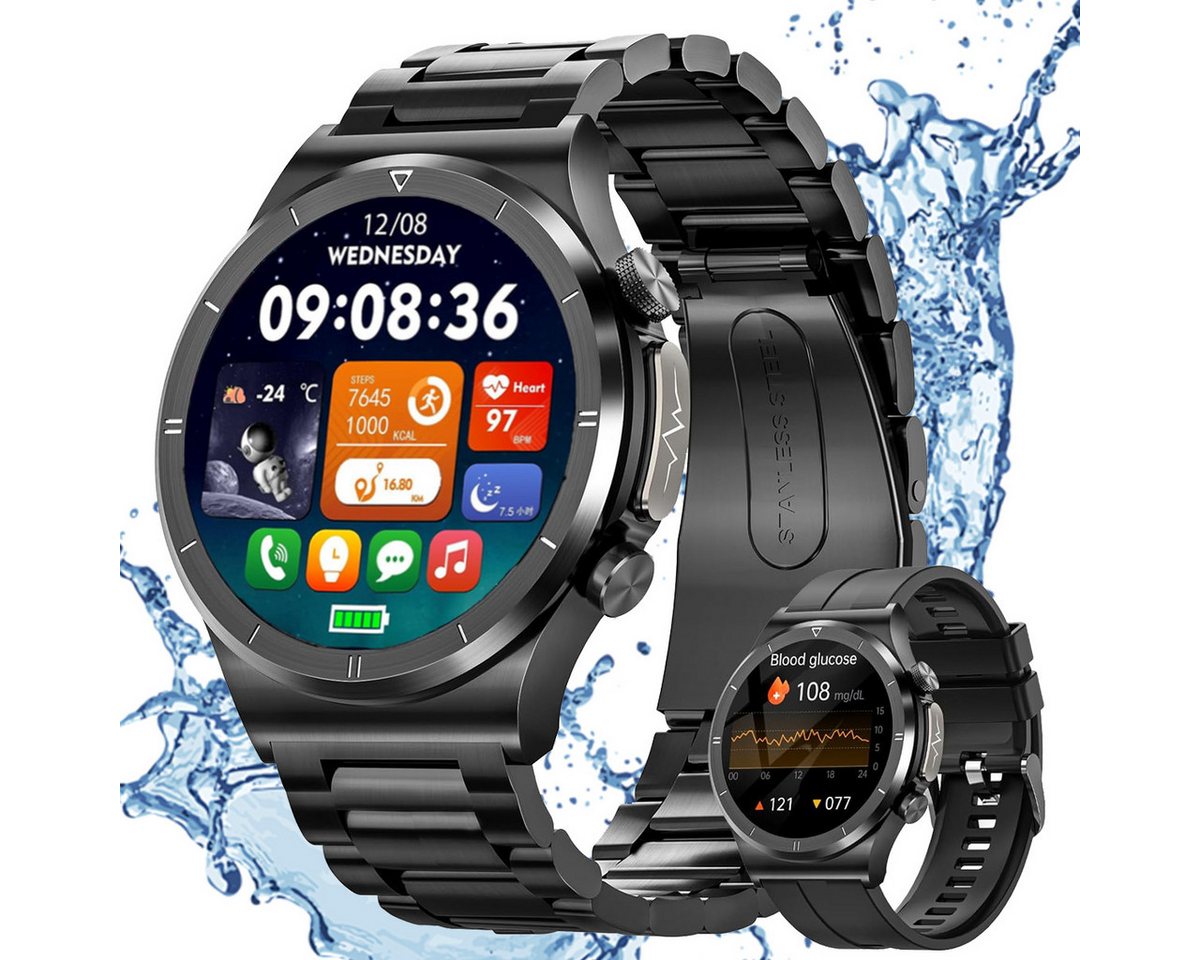 Powerwill Smartwatch Herren (Anruf Texte Rinnerung),1,39 Zoll Smartwatch, Robuste Outdoor Smartwatch mit Herzfrequenz Schlafüberwachung, 100+ Sportmodi Fitnessuhr Smart Watch für Android iOS, Schwarz von Powerwill