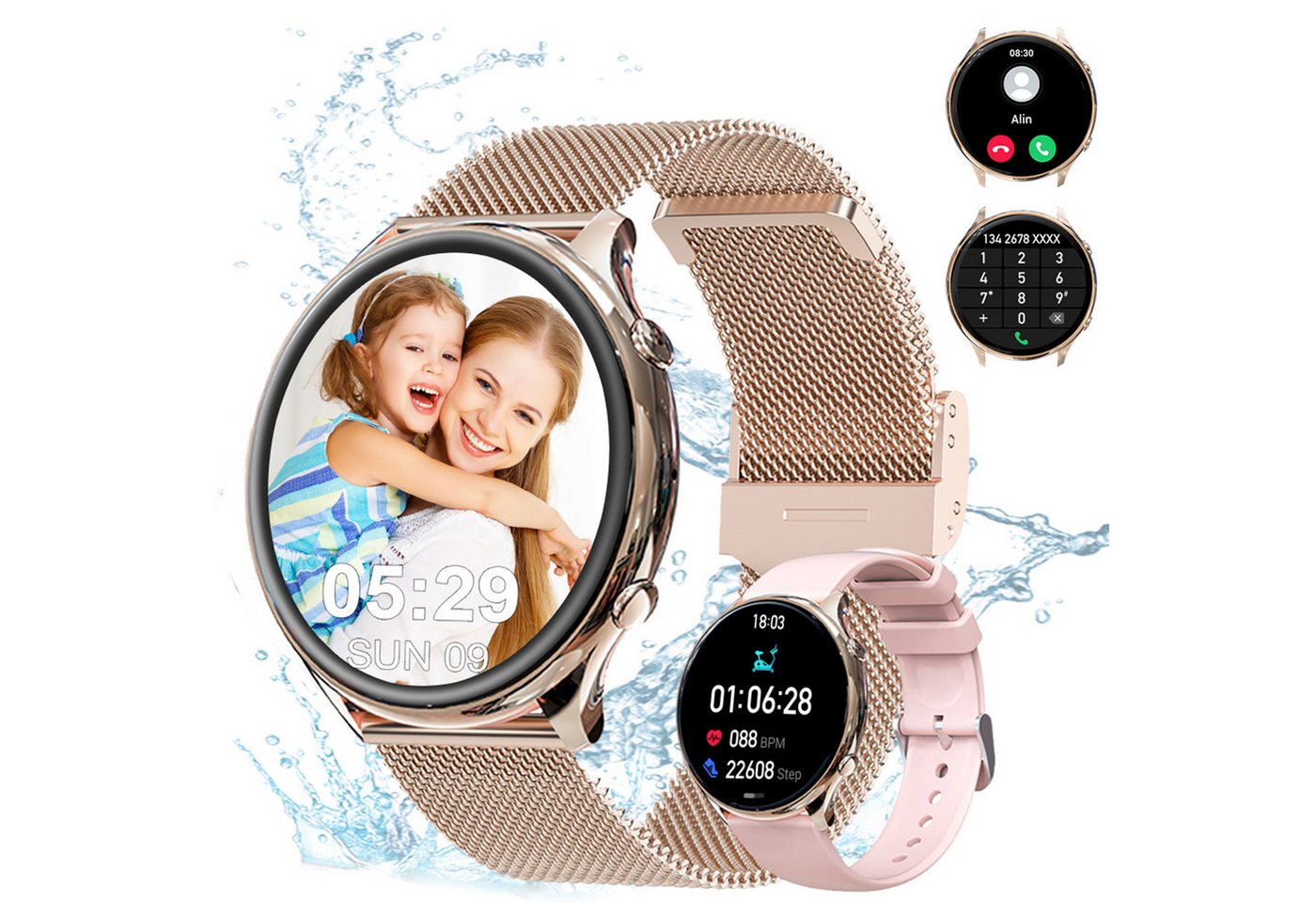 Powerwill Smartwatch für Damen Herren, 1,39 Zoll Touchscreen Smart Watch Smartwatch (1,39  Zoll), mit Bluetooth Anrufe,P67 Wasserdicht Fitnessuhr, Bluetooth Anrufe, IP67 Wasserdicht Fitnessuhr Sportuhr für iOS Android" von Powerwill