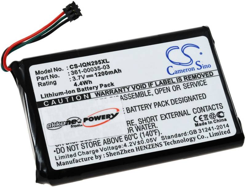 Powery Akku für Navigation GPS Garmin nüvi 2505LT Akku 1200 mAh (3.7 V) von Powery