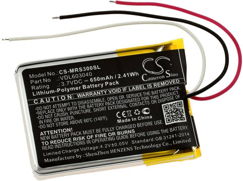 Powery Akku für Bluetooth Kopfhörer Marshall Major II, Major III Akku 650 mAh (3.7 V) von Powery