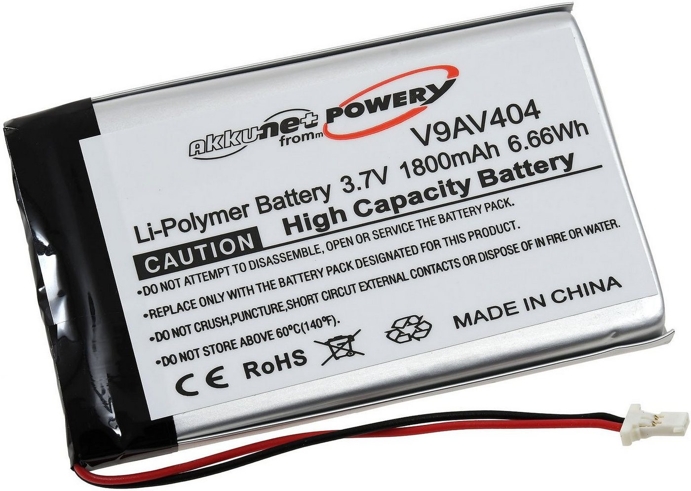 Powery Akku für Archos AV 404, PMP, AV404 Akku 1800 mAh (3.7 V) von Powery