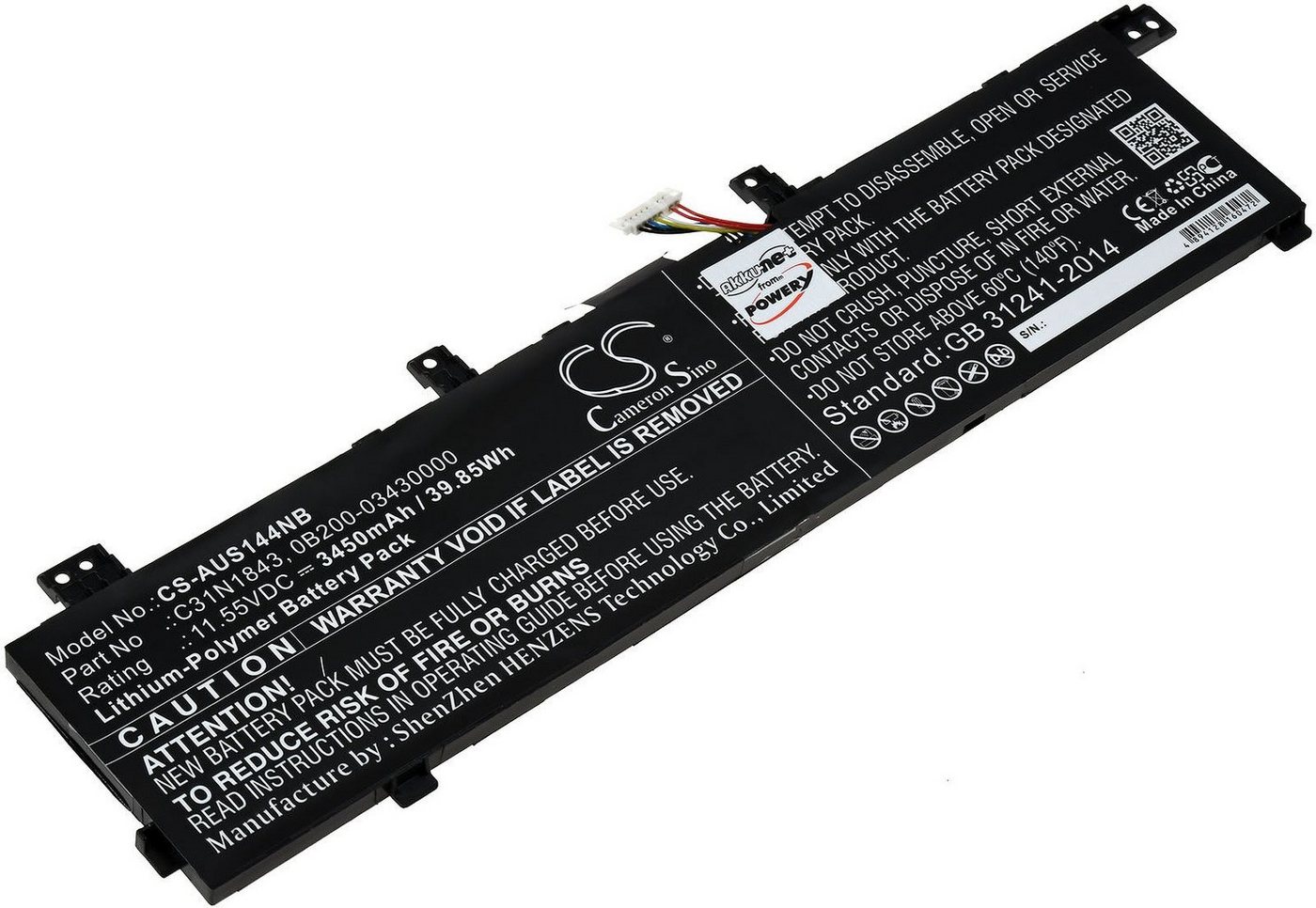 Powery Akku für Asus VivoBook S15 S532FL-BN091T Laptop-Akku 3450 mAh (11.55 V) von Powery