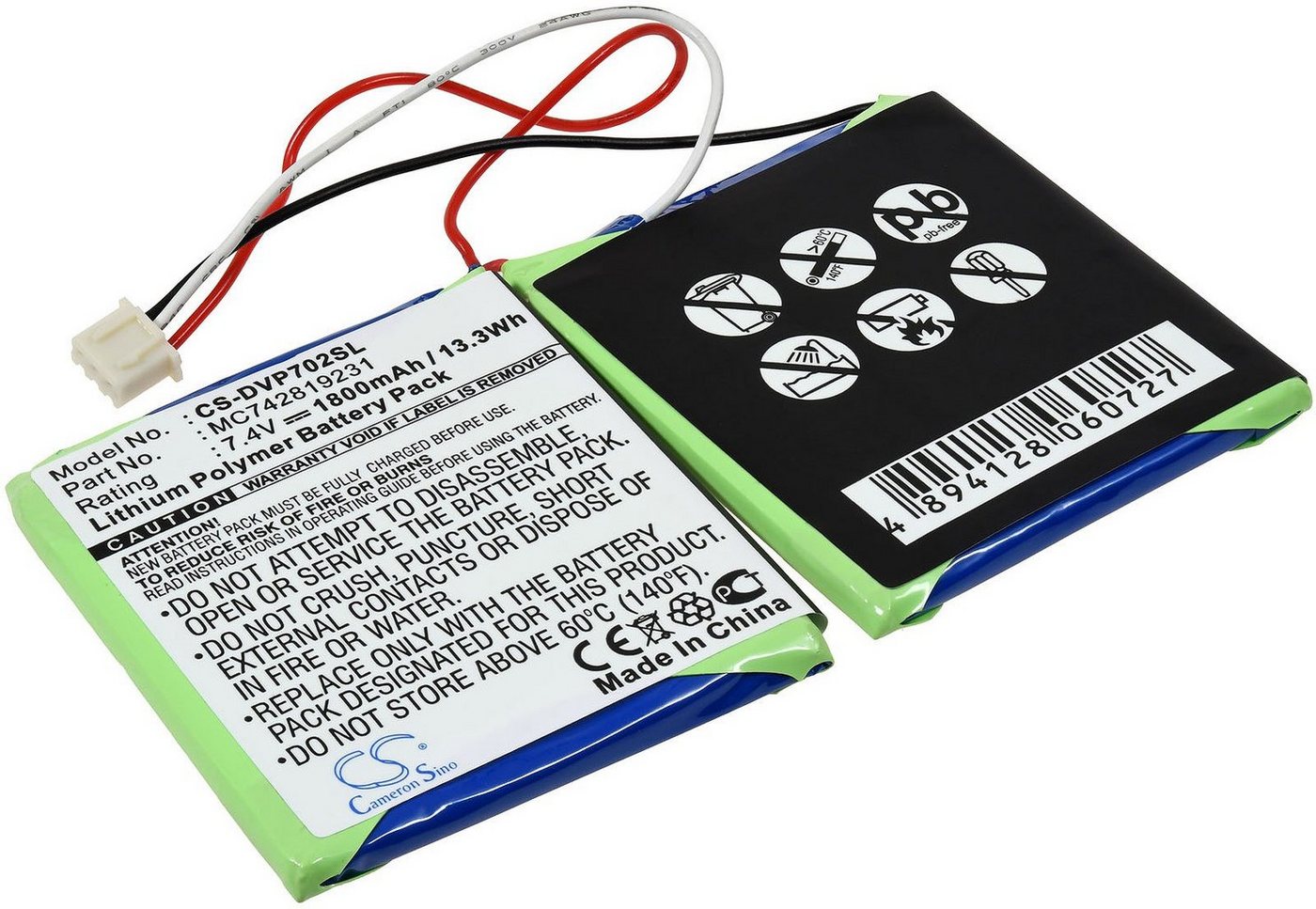 Powery Akku für Dual DVD-P702 Akku 1800 mAh (7.4 V) von Powery