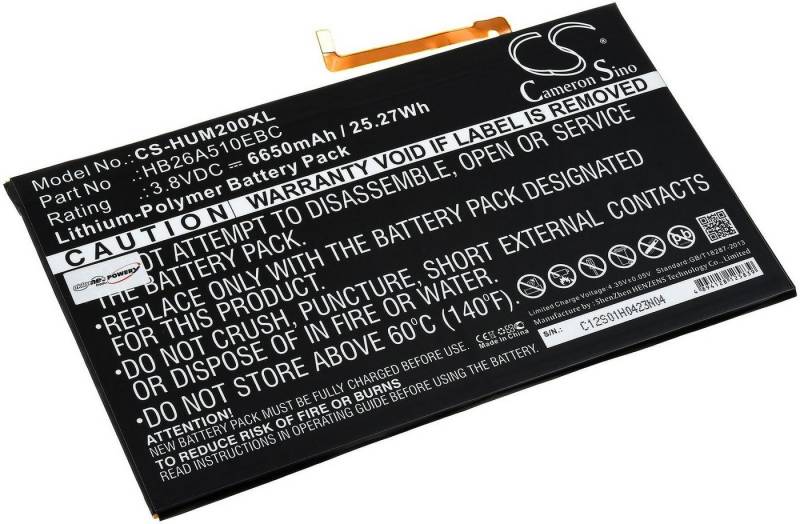 Powery Akku für Huawei Typ HB26A510EBC Laptop-Akku 6650 mAh (3.8 V) von Powery