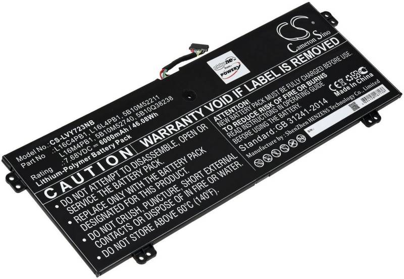 Powery Akku für Lenovo L16C4PB1 Laptop-Akku 6000 mAh (7.76 V) von Powery