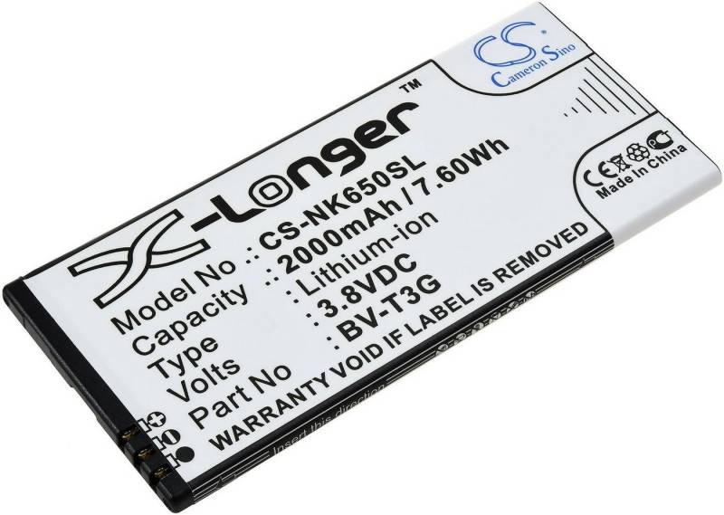 Powery Akku für Microsoft Typ BV-T3G Smartphone-Akku 2000 mAh (3.8 V) von Powery