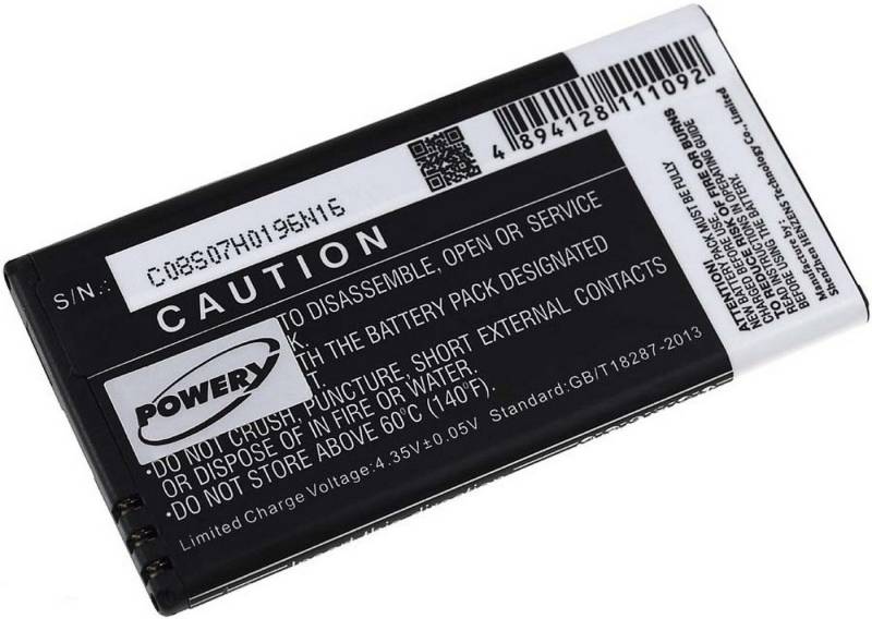 Powery Akku für Microsoft Typ BV-T5C Smartphone-Akku 2600 mAh (3.8 V) von Powery