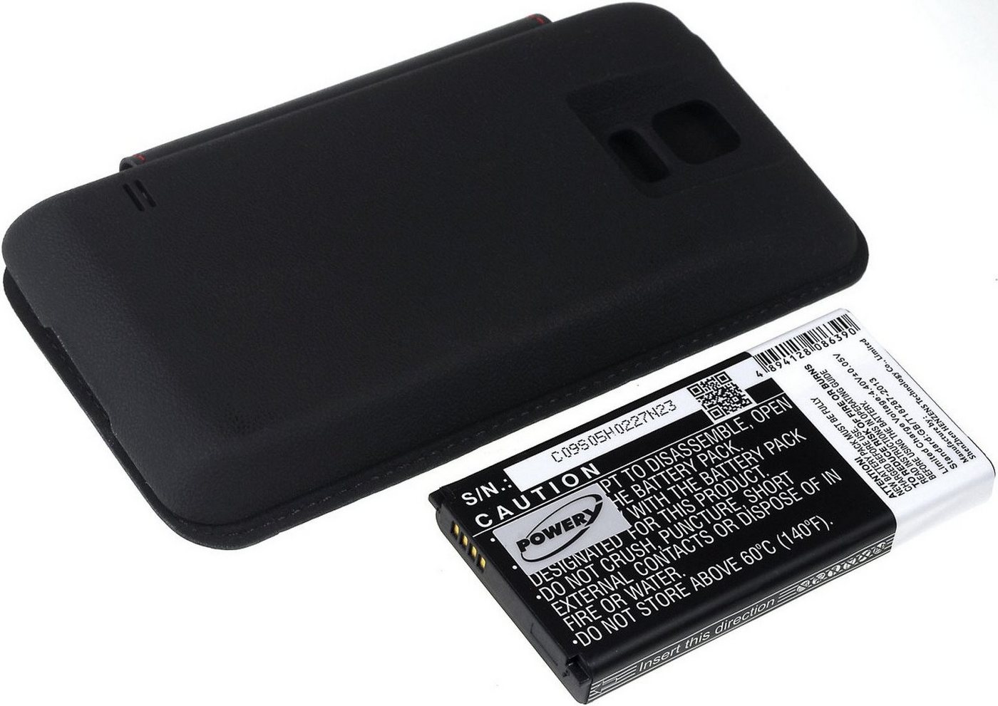 Powery Akku für Samsung Galaxy S5 LTE mit Flip Cover Smartphone-Akku 5600 mAh (3.85 V) von Powery