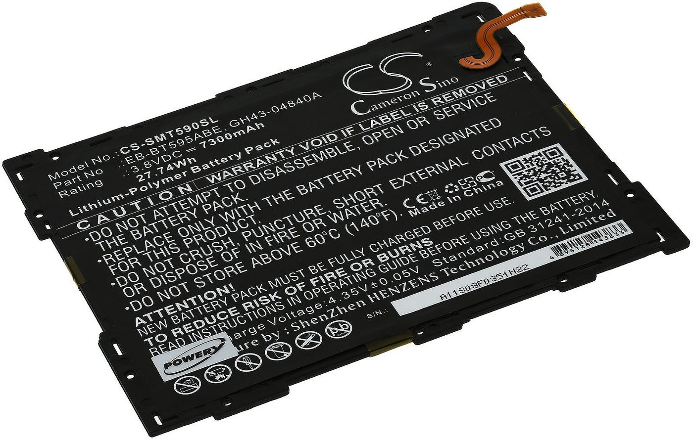 Powery Akku für Samsung SM-T590 Laptop-Akku 7300 mAh (3.8 V) von Powery