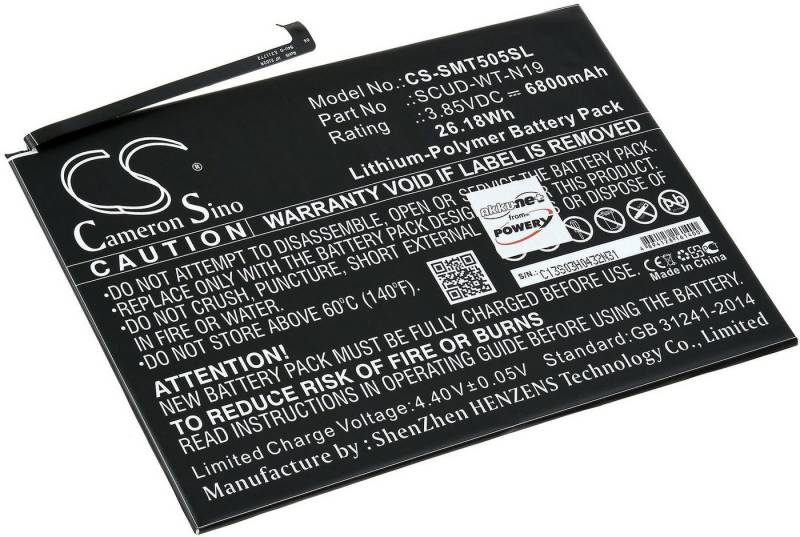 Powery Akku für Tablet Samsung SM-T500, SM-T505 Laptop-Akku 6800 mAh (3.85 V) von Powery