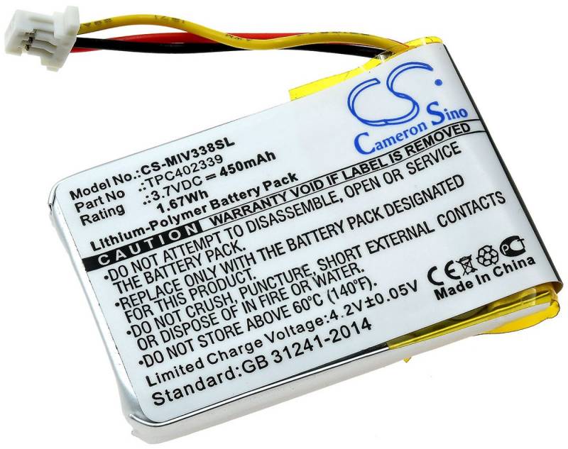 Powery Akku kompatibel mit Mio Typ TPC402339 Kamera-Akku 450 mAh (3.7 V) von Powery