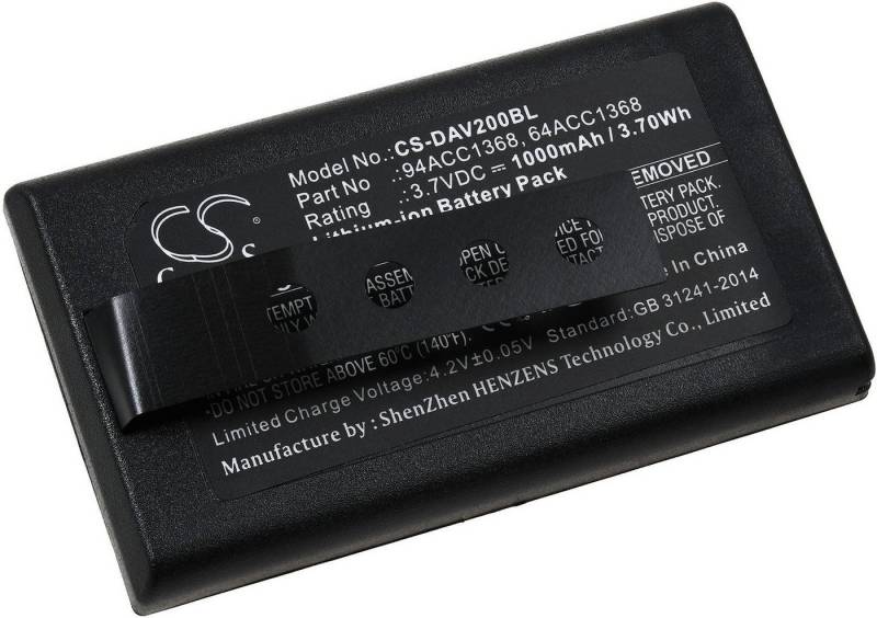 Powery Akku für Wasp DT10, DT10RF, DT10RF 2D Akku 1000 mAh (3.7 V) von Powery