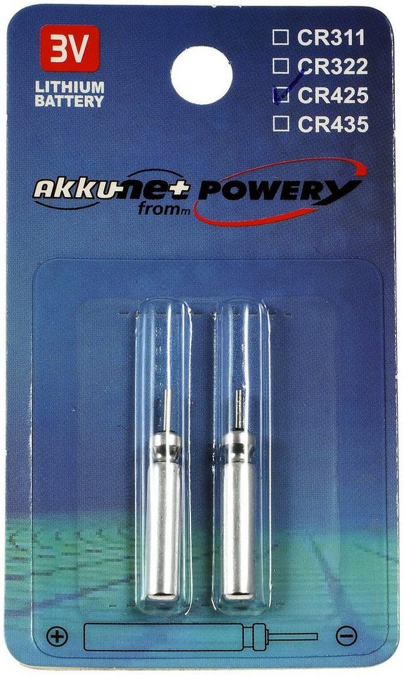 Powery Lithiumbatterie CR425 für Elektro Posen, Angelposen 2er Blister Batterie, (3 V) von Powery