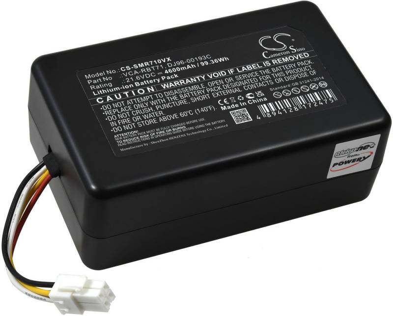 Powery Powerakku für Samsung VR1AM7010U5 / AA Staubsauger-Akku 4600 mAh (21.6 V) von Powery