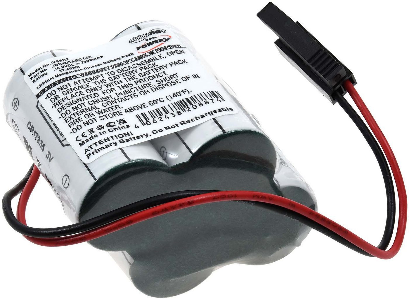 Powery SPS-Lithiumbatterie kompatibel mit Panasonic Typ BR-2/3AGCT4A Batterie, (6 V) von Powery