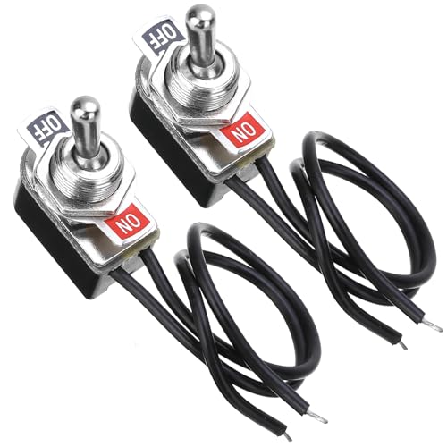 Powice 2X Kippschalter 12V mit Verkabelung, MiniBoot 2-Poliger Schalter 12V, 6A120V/3A230V Schalter Geeignet für den Einbau in Häusern, Autos und Elektrogeräten von Powice