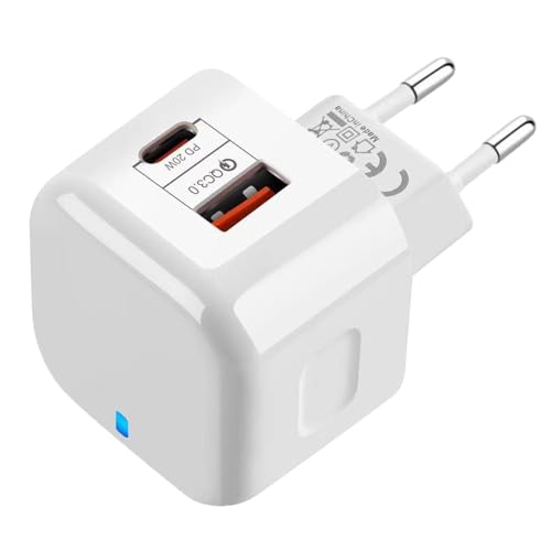 Powice 20W USB C Ladegerät,PD+QC 3.0 2Port USB Ladegerät Mit Ladekontrollleuchte,Ladegerät USB C Mit einem USB und einem USBC Anschluss,Netzteil USB C für iPhone 16/15/14/13 12 11 SE XS XR, Weiß Powice 20W USB C Ladegerät,PD+QC 3.0 2Port USB Ladegerät Mit Ladekontrollleuchte,Ladegerät USB C Mit einem USB und einem USBC Anschluss,Netzteil USB C für iPhone 16/15/14/13 12 11 SE XS XR, Weiß von Powice