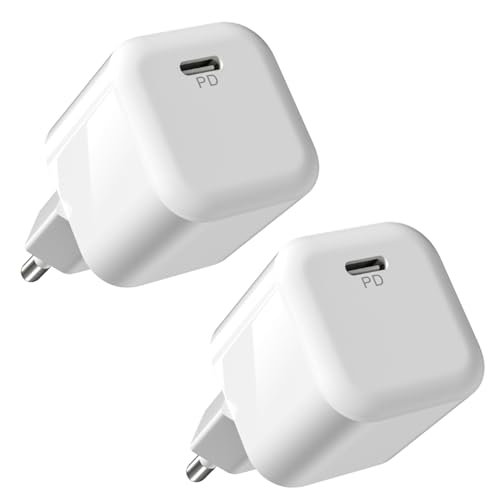 Powice 2X 20W USB C Ladegerät Block,PD2.0 20W USB Mini Eiswürfel Ladegerät,Ladegerät USB C Netzteil Adapter für iPhone 16/15/14/13 12 11 SE XS XR 8 7,Samsung S23/S22,Weiß von Powice